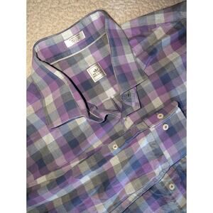 Peter Millar Purple/GrayCheck Shirt Long Sleeve Cotton Button Up Men’s Size XL